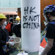 Protestors inside the Legislative Council building after storming it in Hong Kong on July 1.